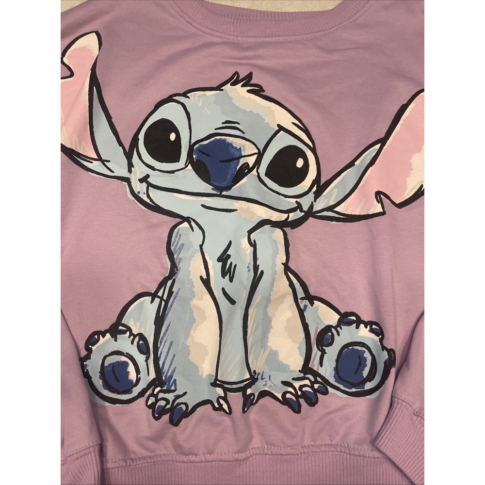 NWT Disney's Stitch Long Sleeve Purple Lavender Fleece Sweatshirt Large - Picture 2 of 7